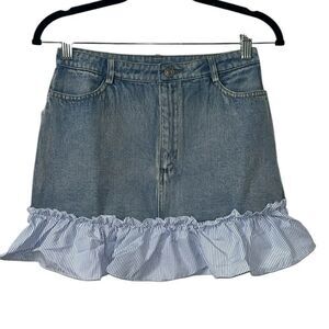 English Factory Girls Kids Denim Blue and White Skirts(Size 13/14)